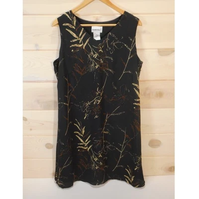 Vestido vintage de moda Bug para mujer talla grande 16W sin mangas negro neutro floral Foto 1 de 4