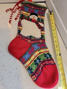 Jabara handgestrickter großer Weihnachtsstrumpf Schneemann Candy grün rot gelb blau - Bild 1 von 7