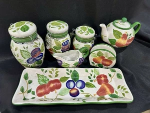 SONOMA by SAKURA Stoneware Sealable Storage/Kitchen Canister Seven Piece Set!EUC - Picture 1 of 6