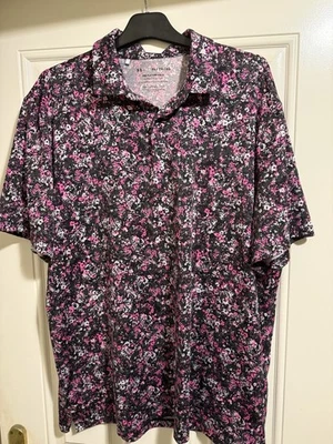 Under Armour Men’s Golf Polo In Multicolour Pattern Pink And Black Size XL Loose - Image 1 of 2