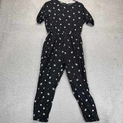 Mono mameluco vintage azul marino para mujer negro blanco floral manga corta talla M Foto 1 de 4