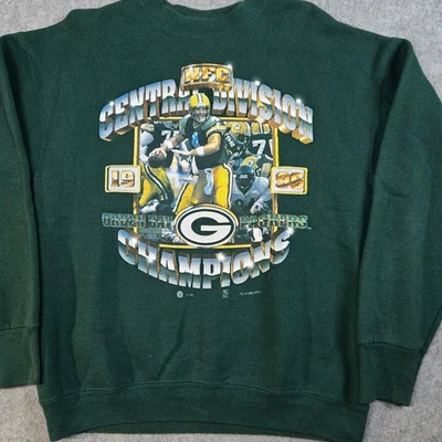 Vintage 1996 Green Bay Packers Sweater Size L NFL Crewneck Brett Favre Champions - Image 1 of 4