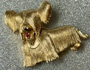 VINTAGE MARCEL BOUCHER SKYE TERRIER BROOCH 1950-1960s Signed (CJ-A3-1-4) - Picture 1 of 4
