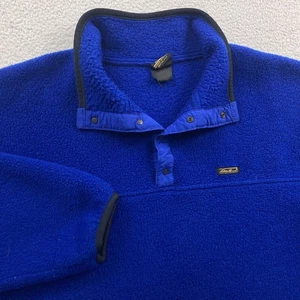 Vintage Eddie Bauer Snap Fleece Pullover Herren Large Blau Made in USA Wandern 90s - Bild 1 von 10