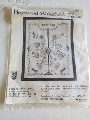 Family Tree Bucilla Stamped Cross Stitch Kit Belgian Linen, Floss, new - Image 1 of 2