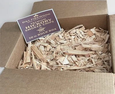 D&L FIREWOOD Premium Hickory BBQ Smoking Chips 10lbs (1200 Cu In) - D&L BBQ PRODUCTS