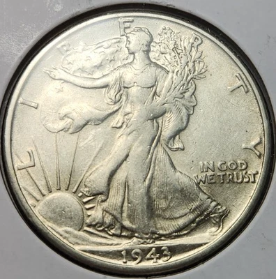 1943 S Walking Liberty Half Dollar AU Condition, 90% Silver Nice Coin! WL-43S - Image 1 of 3