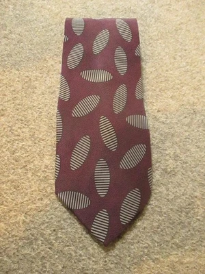 Corbata Valentino Garavani Para Hombre Borgoña Ovalada Patrón Rayas 100% Seda Italia Foto 1 de 4