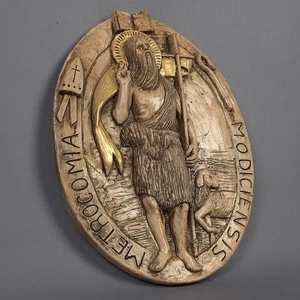 High Relief Ceramic Wall Sculpture Holy Icon With Cross Cathedral Of Monza 1950 - Picture 1 of 13