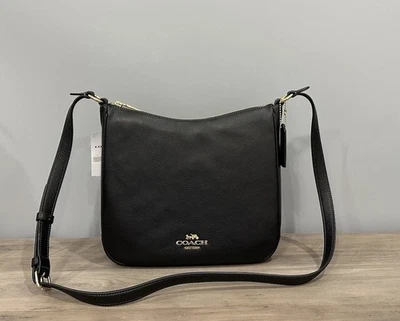 COACH Ellie File Bag Refined Pebble Leather Crossbody Gold/Black CU960 - Image 1 of 4