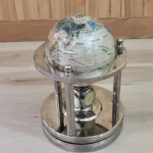 Vintage Edelstein Globus mit drehbarem Silberständer Art Deco Opal/Opalit Desktop ATQ - Bild 1 von 24