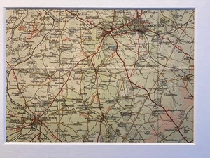 Warwick, Leamington  1942 Bartholomew's Mounted Map FREE POSTAGE - Picture 1 of 11