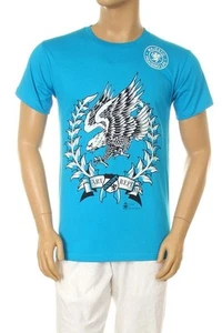 T-shirt uomo stampata American Flying Eagle grafica disegno blu cotone nuova - Foto 1 di 5