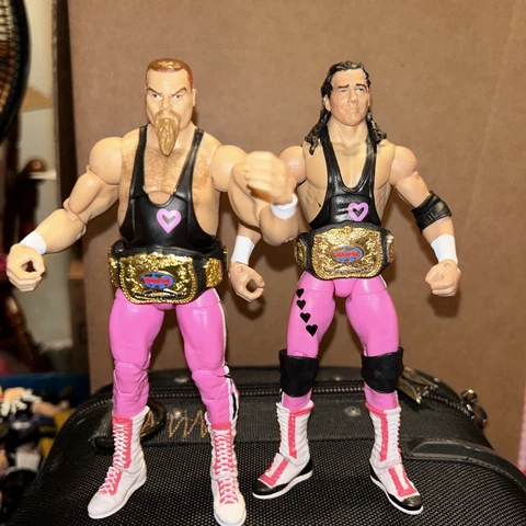 WWE Elite Hart Foundation Jim Anvil Neidhart Bret Hit Man Hart Series 43 Tag Cover