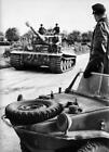 B&W Photo Ww2 German Tiger Tank At Normandy With Schwimmagen Wwii World War Two
