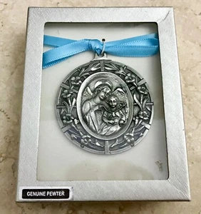 MEDAL PEWTER crib baby ANGEL baptism christening Pendant NEW - Picture 1 of 2