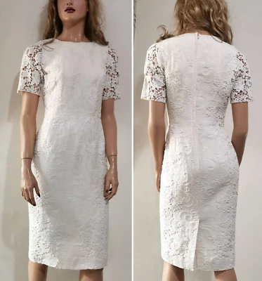 🆓US🛃 SS2014 Vestido Dolce&Gabbana encaje ribeteado blanco jacquard texturizado IT 40 Foto 1 de 4
