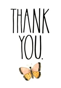 Juego de 10 tarjetas de notas y pegatinas Rae Dunn mariposas mariposas en blanco de agradecimiento - Imagen 1 de 4
