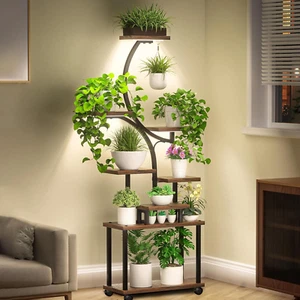 157Cm Plant Stand Indoor, 8-Tiered Indoor Plant Shelf with Grow Lights Can Hold - Picture 1 of 7