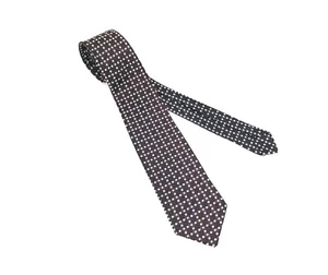 1950s Superba Tie Mad Men Mid Century Skinny Black, Brown & White Dacron Necktie - Picture 1 of 7