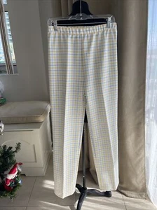 Vintage 70er Catalina Sportswear karierte cremefarbene Überziehhose elastischer Bund Größe 14 - Bild 1 von 8