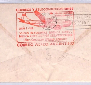 ARGENTINA Air Mail Cover PAN-AM FIRST FLIGHT *EL PRESIDENTE* USA 1950 YU68 - Picture 1 of 8