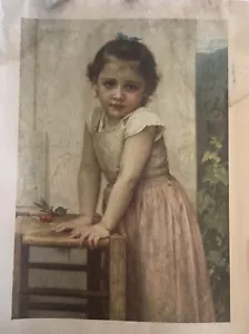 100+yrs Old “Yvonne" or Child With Cherries by William-Adolphe Bouguereau Art - Picture 1 of 2