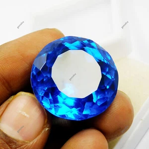 Piedra preciosa suelta de corte redondo de tanzanita azul 52,20 quilates enorme creada en laboratorio CERTIFICADA - Imagen 1 de 12
