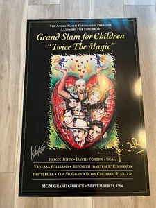 Vintage Grand Slam for Children Tennis Poster Signed by Andre Agassi *READ* - Picture 1 of 7