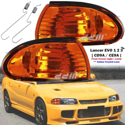 Crystal Amber Signal Corner Light For Mitsubishi Lancer EVO 1 2 3 CD9A CE9A - Image 1 of 4