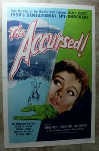 Cartel de una hoja espía de la Segunda Guerra Mundial Maldito 1958 Donald Wolfit Robert Bray Jane Griffiths - Imagen 1 de 1