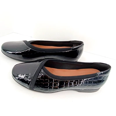 CLARKS Unstructured UN DARCEY EASY charol negro cocodrilo en relieve talla 9 Foto 1 de 4