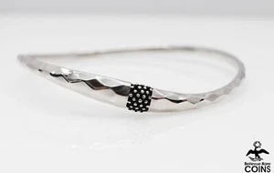 Michael Dawkins Sterling Silver Repoussé & Caviar Bead Wavy Bangle Bracelet - Picture 1 of 6