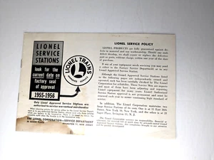 1955-1956 Lionel Trains Service Stations Booklet Directory Form 927, Complete - Picture 1 of 3