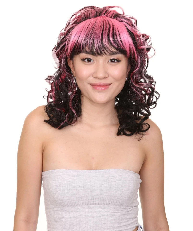 Peluca para mujer adulta para juego de disfraces monstruo peluca negra rosa HW-090 Foto 1 de 4