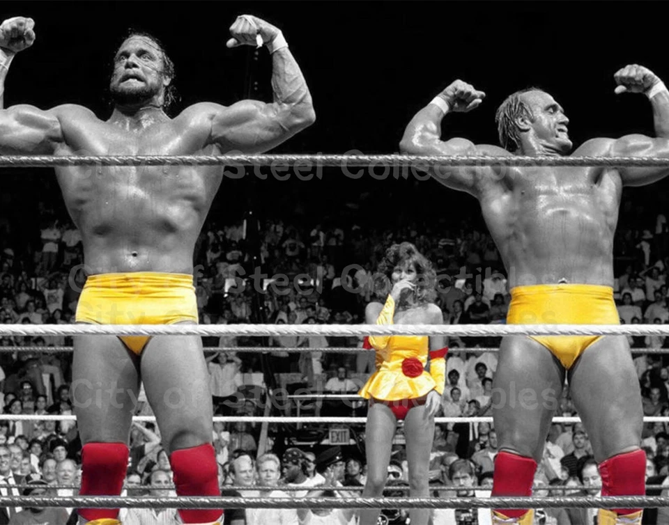 Hulk Hogan And Macho Man Metallic Spotlight edit 11x14 photo & Toploader WWE - Image 1 of 1