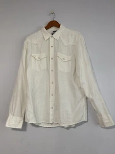 BKE Men’s L Western Shirt Snap Button Down White with Fringe Long Sleeve Contour - Picture 1 of 10
