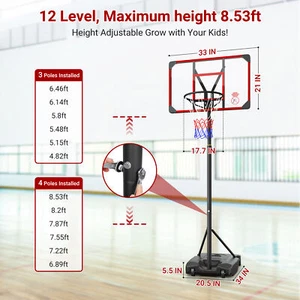 Basketball Hoop Goal Outdoor Portable Basketball Court Indoor 9 ft Height Adjust - Picture 1 of 57