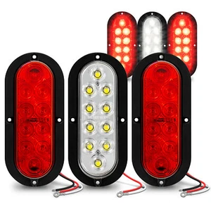 Luces traseras LED de montaje en superficie para remolque de barco de 6" ovaladas 4 rojas + 2 blancas giro de freno - Imagen 1 de 8