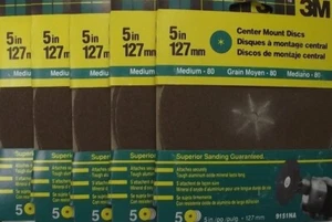 3M 5" Center Mount Sanding Discs Sandpaper 80 Grit 25 Discs 5-5 Packs 9151NA - Picture 1 of 1