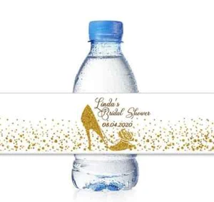 25 etiquetas doradas para botellas de agua de ducha nupcial de boda zapatos de tacón alto - Imagen 1 de 1