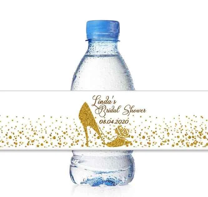 25 etiquetas doradas para botellas de agua de ducha nupcial de boda zapatos de tacón alto Foto 1 de 1