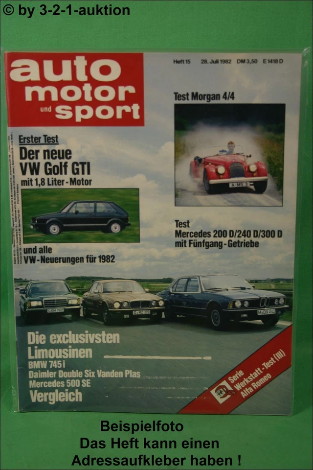 AMS AUTO MOTOR SPORT 15/82 Morgan 4/4 BMW 745I MERCEDES 500 SEL VW GOLF GTI - Immagine 1 di 1