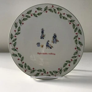 LENOX Holiday 12 Days Christmas Single Plate *Eight Maids a Milking* Excellent - Picture 1 of 7