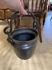 17th Century Pewter Vessel w Thick Swing Handle & Angelic Putti Shaped Loops