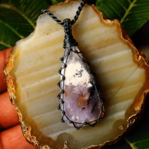 Collar de cristal boho macramé natural australiano dendrita ópalo lágrima - Imagen 1 de 12