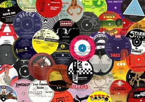 50 record label stickers. Punk, Oasis, Beatles, Elvis, Queen, Sun, Dylan - Picture 1 of 11