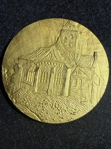 Van Gogh L'Eglise D'Auvers Gilt  24k Gold Plated On Bronze, 60mm, 110G - Picture 1 of 9