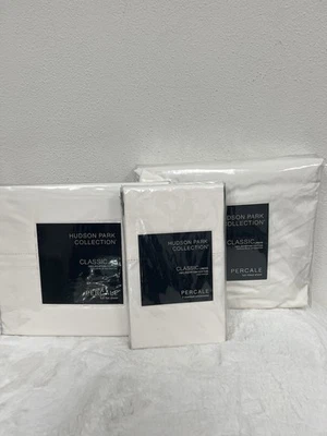 Hudson Park Classic Linens Cotton Percale FULL 4 PIECE SHEET SET Vanilla Sky - Image 1 of 4