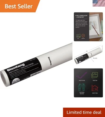 Rollo de papel de calco y dibujo blanco ligero para artistas - 12" x 50 yardas Foto 1 de 4